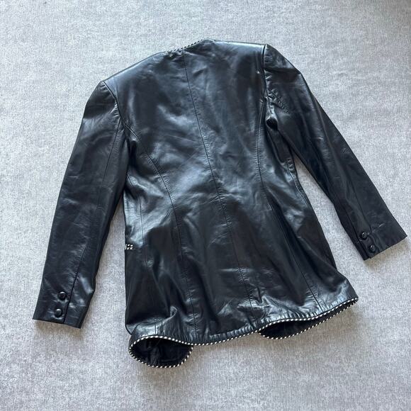 Vakko Genuine Leather Black Blazer - Picture 5 of 6